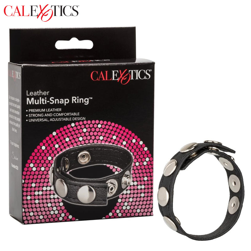 CalExotics - Anillo para el pene de cuero con múltiples broches