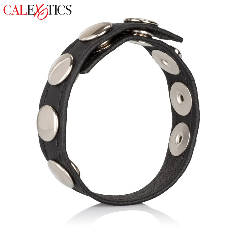 CalExotics - Anillo para el pene de cuero con múltiples broches