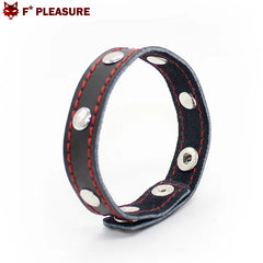 F* Pleasure - Anillo para el pene con múltiples broches de cuero y 3 botones