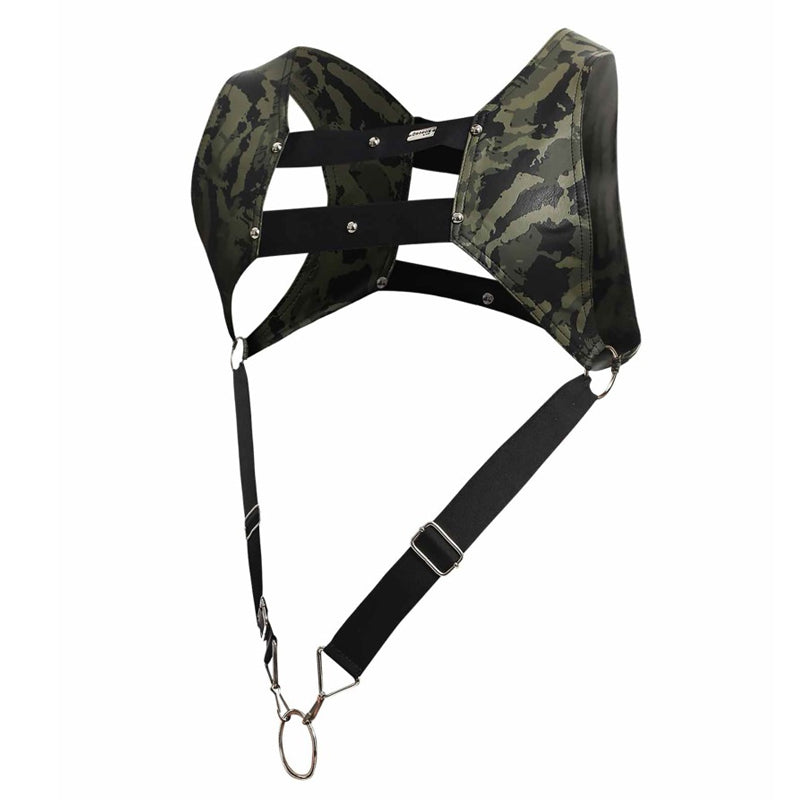 DNGEON Crop Top Cockring Arnés Camo Verde