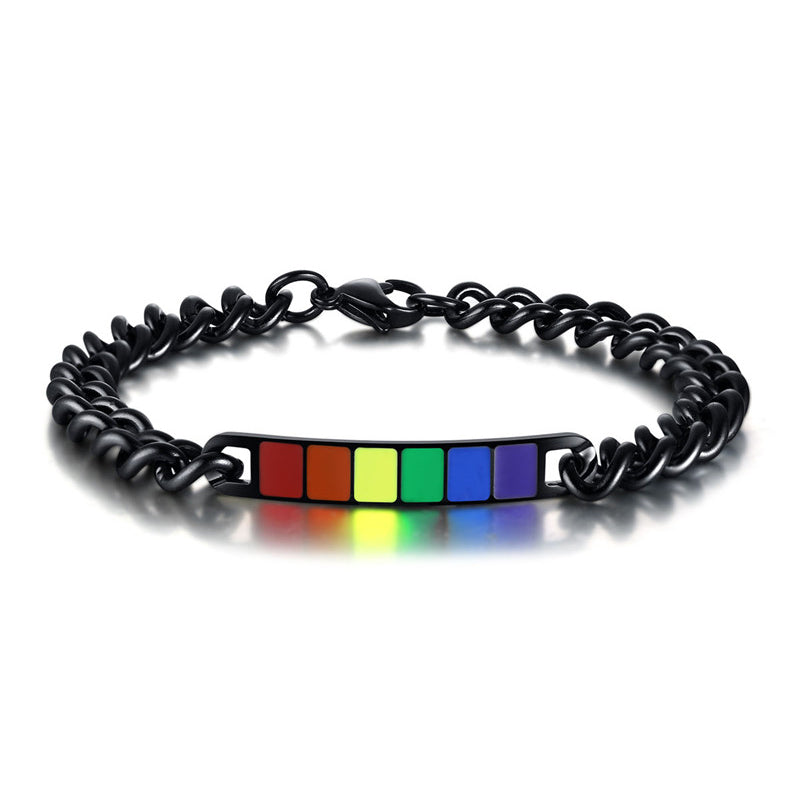 Pulsera Pride Negro Acero Inoxidable Esmalte Negro