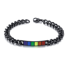 Pulsera Pride Negro Acero Inoxidable Esmalte Negro