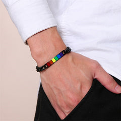 Pulsera Pride Negro Acero Inoxidable Esmalte Negro