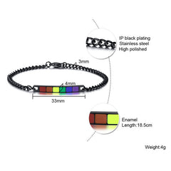 Pulsera Pride Negro Acero Inoxidable Esmalte Fino Negro