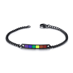 Pulsera Pride Negro Acero Inoxidable Esmalte Fino Negro