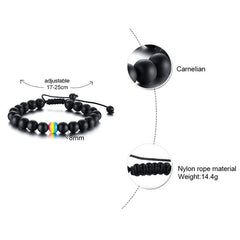 Pulsera de cuentas Pride Rainbow con piedra natural negra