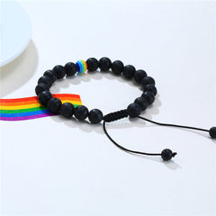 Pulsera de cuentas Pride Rainbow con piedra natural negra