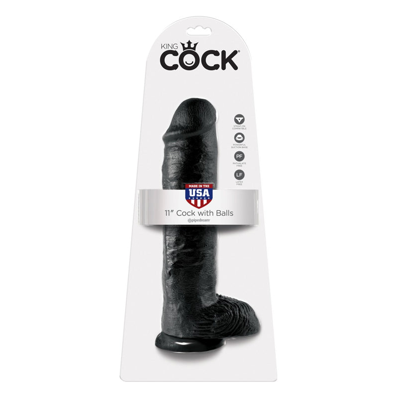 Pipedream King Cock 11" Polla con Bolas Negro (28 cm)