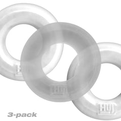 Hünkyjunk HUJ3 Paquete de 3 anillos para el pene - Blanco hielo+Transparente