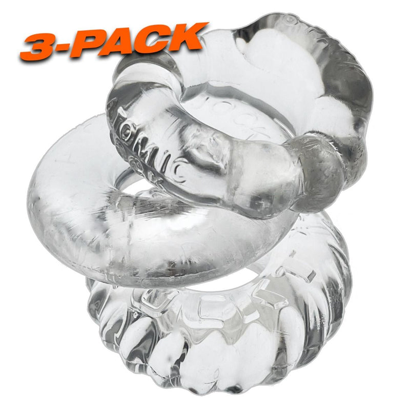 Kit de anillos para pene Oxballs BONEMAKER, paquete de 3, transparente