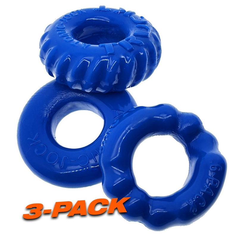 Oxballs BONEMAKER 3-PACK Kit de anillos para el pene - Azul piscina