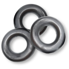 Oxballs FAT WILLY Paquete de 3 anillos para el pene - gris acero