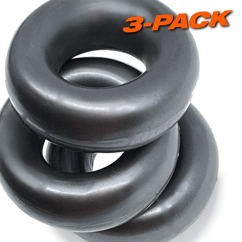 Oxballs FAT WILLY Paquete de 3 anillos para el pene - gris acero