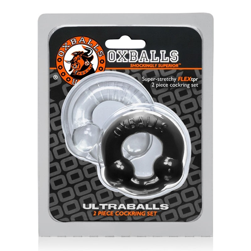 Oxballs Ultraballs Anillo para el pene Pack de 2 negro + transparente