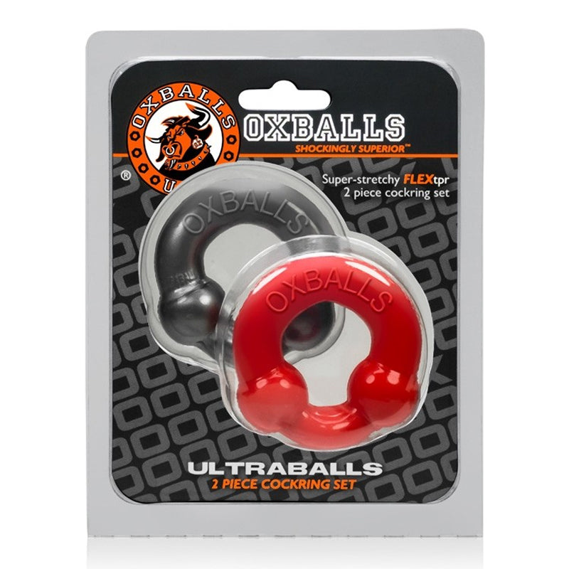 Oxballs Ultraballs anillo para el pene paquete de 2 acero + rojo